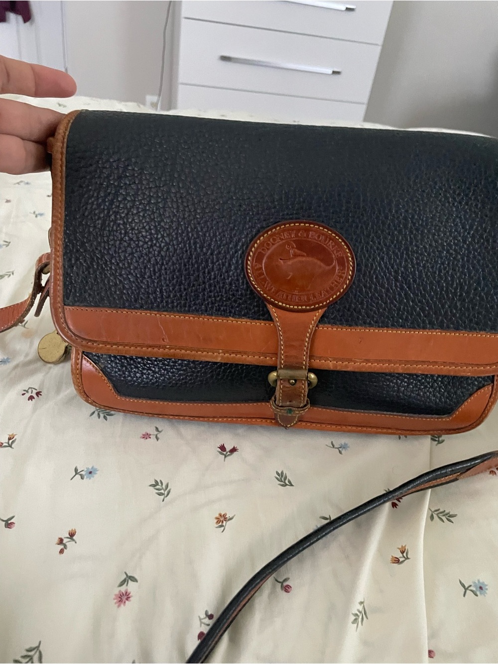 Dooney & Bourke Black with Brown Leather Trim Messenger Bag